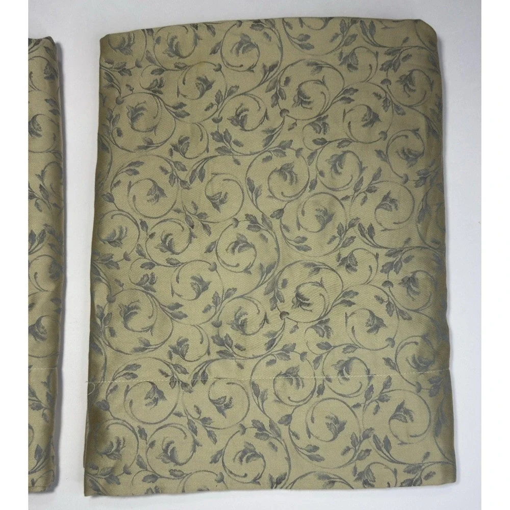 Nancy Koltes Sham‎ Set KING Arabesque floral Vine Scroll Italy Sateen Botanical